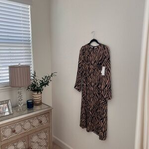 New Nordstrom Rack Stylish Zebra Print Long Sleeve Dress